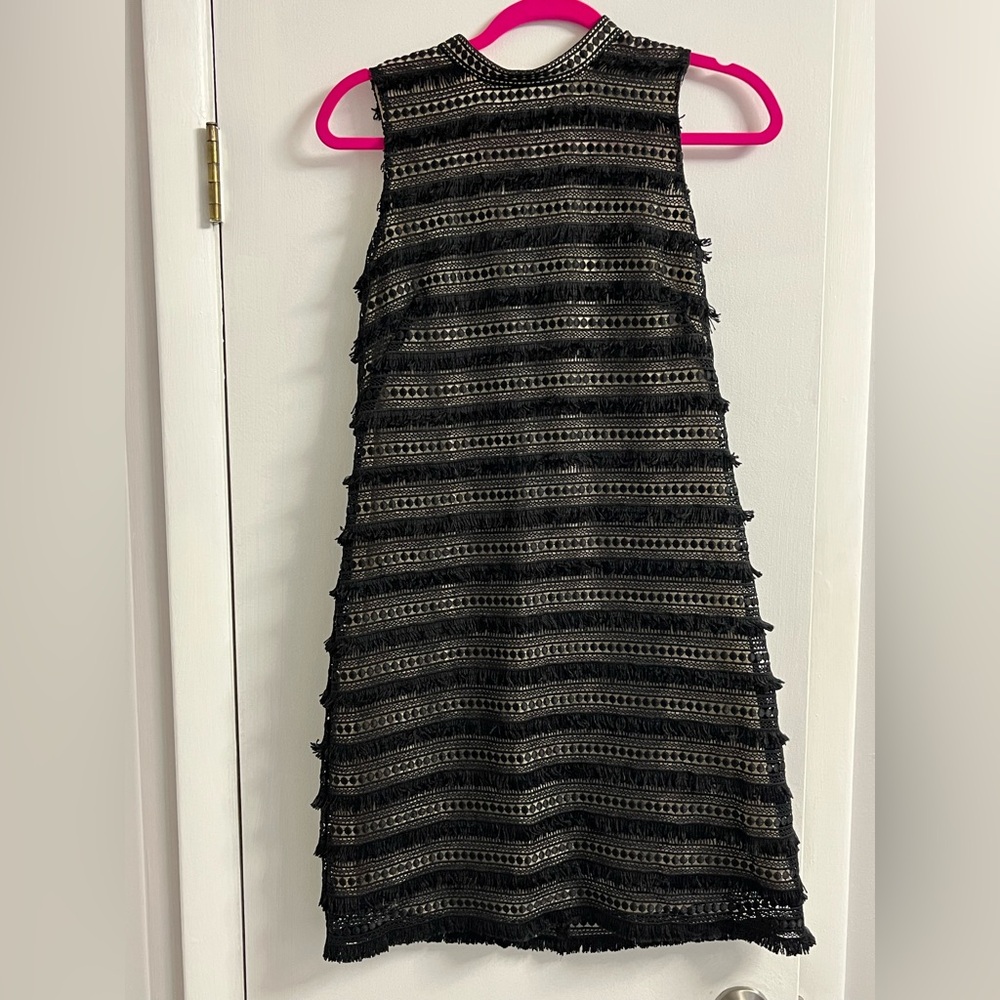 J. Crew Black and Gold Midi Dress